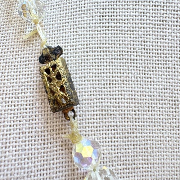 VTG Gold Tone Faceted White Crystal Beaded Fashion Necklace Size 18" Length - Picture 9 of 10